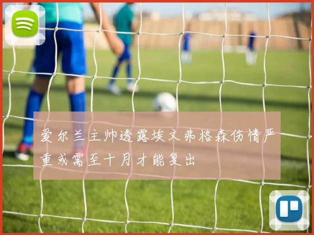 爱尔兰主帅透露埃文弗格森伤情严重或需至十月才能复出